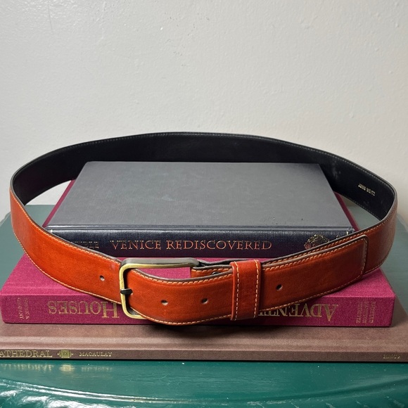 John Weitz Cognac Old English Cashmere Glove Tanned‎ Leather Men's Belt Sz 40 - Picture 11 of 11